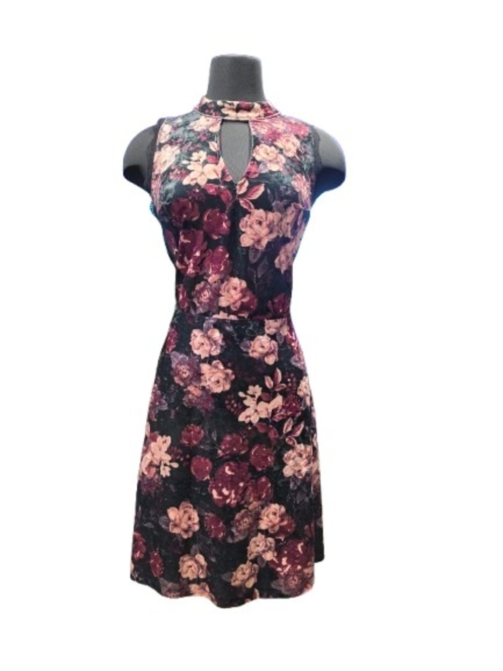 Xhilaration Floral Mock Neck Keyhole Dress XXL